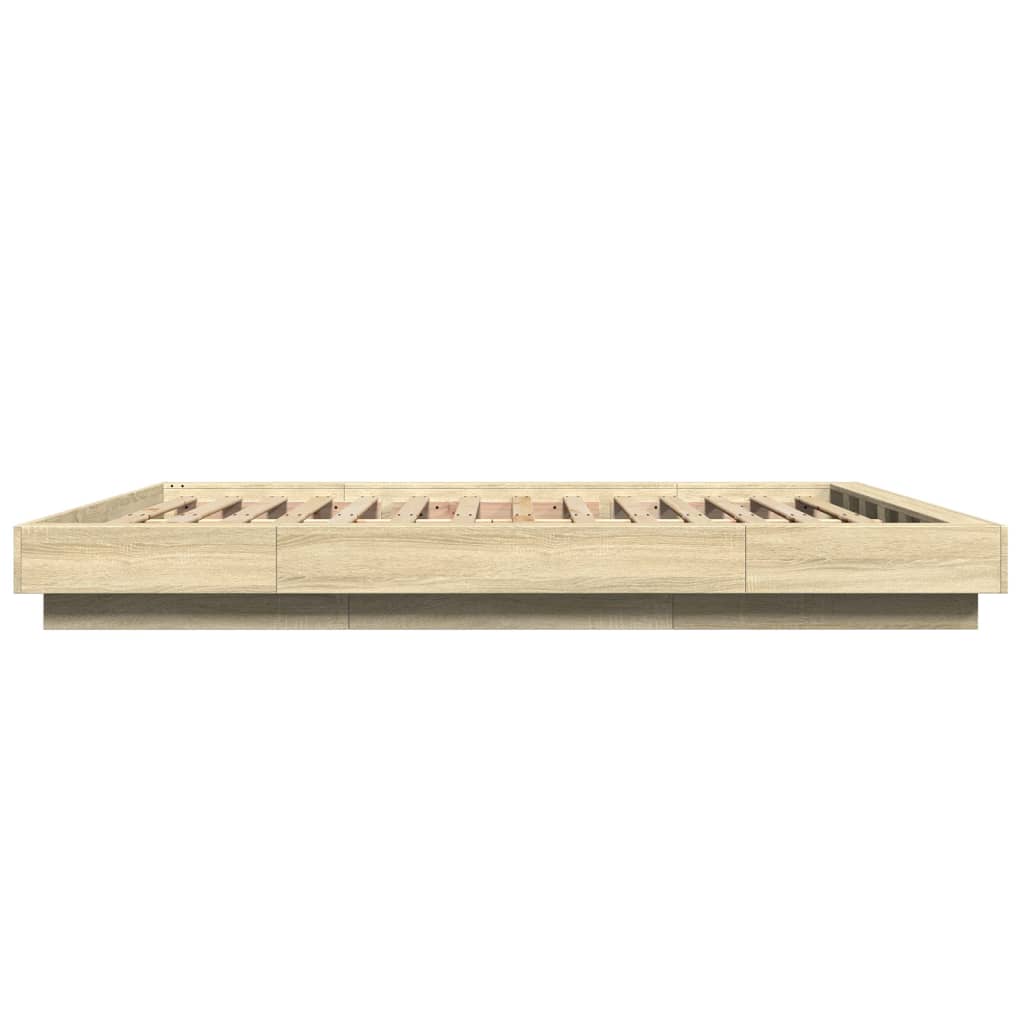 vidaXL Πλαίσιο Κρεβατιού με LED Sonoma Δρυς 150x200εκ. Επεξ. Ξύλο
