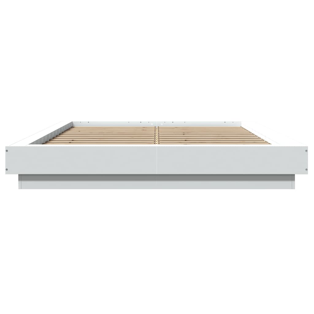 vidaXL Πλαίσιο Κρεβατιού με Φώτα LED Λευκό 140x200 εκ. Επεξ. Ξύλο