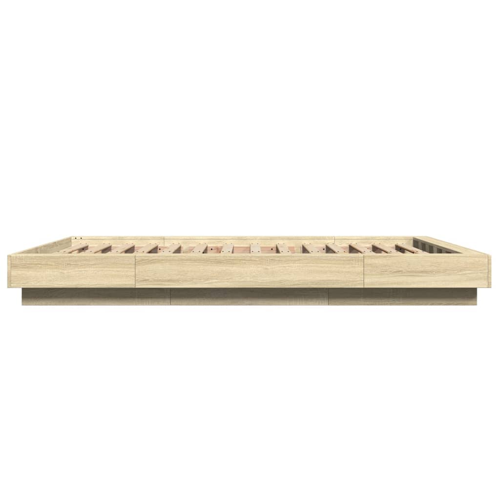 vidaXL Πλαίσιο Κρεβατιού με Φώτα LED Sonoma Δρυς 120x200εκ. Επεξ. Ξύλο
