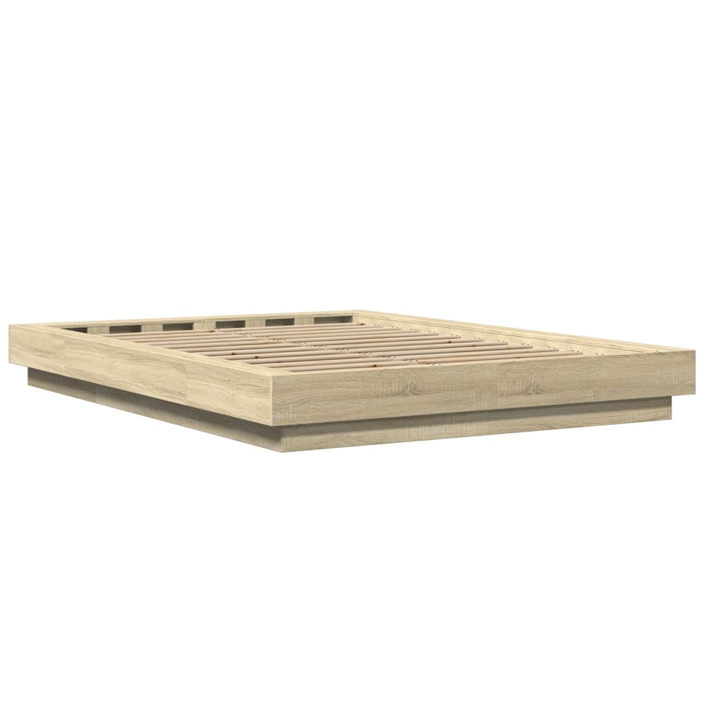 vidaXL Πλαίσιο Κρεβατιού με Φώτα LED Sonoma Δρυς 120x200εκ. Επεξ. Ξύλο