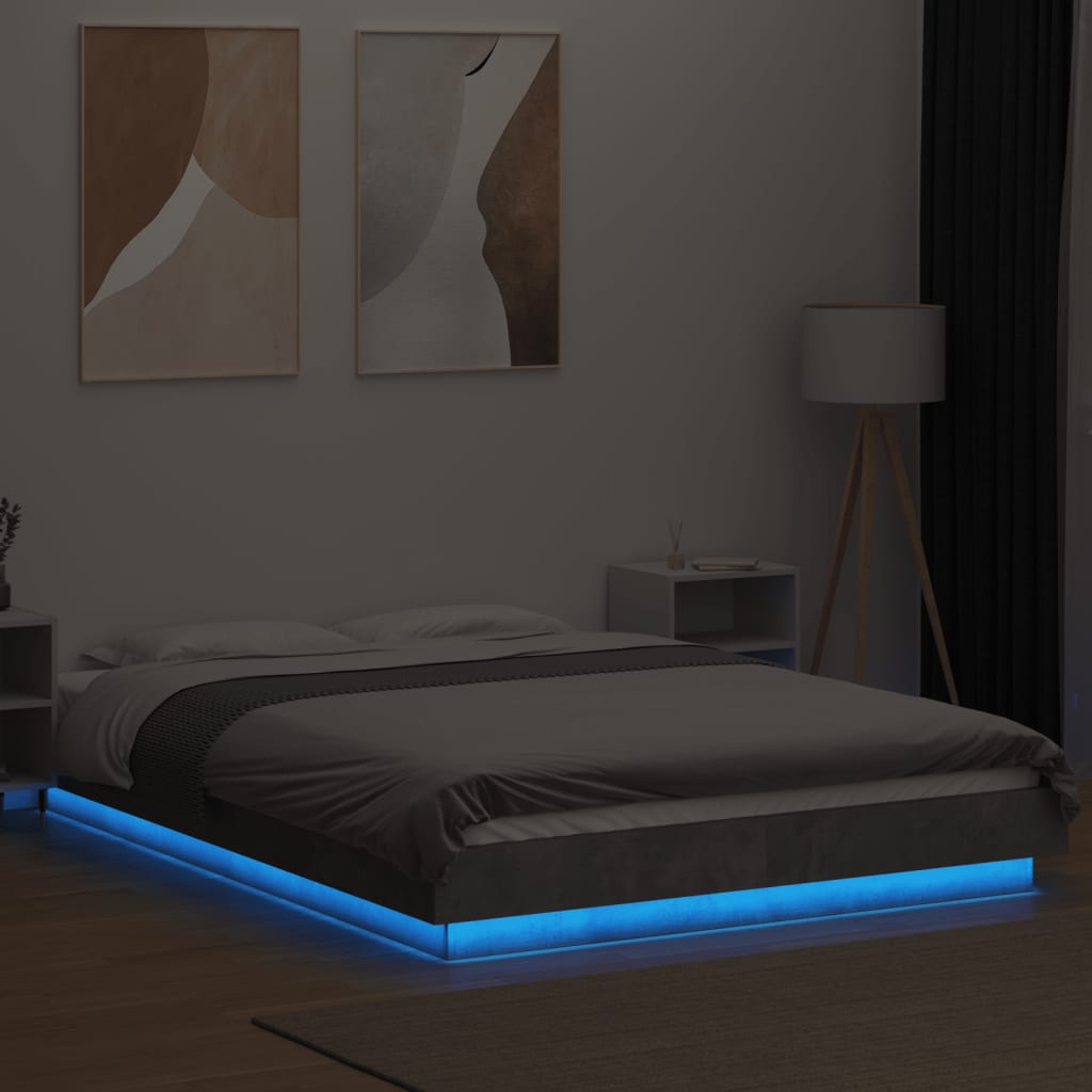 vidaXL Πλαίσιο Κρεβατιού με Φώτα LED Γκρι Σκυρ. 120x200 εκ. Επεξ. Ξύλο
