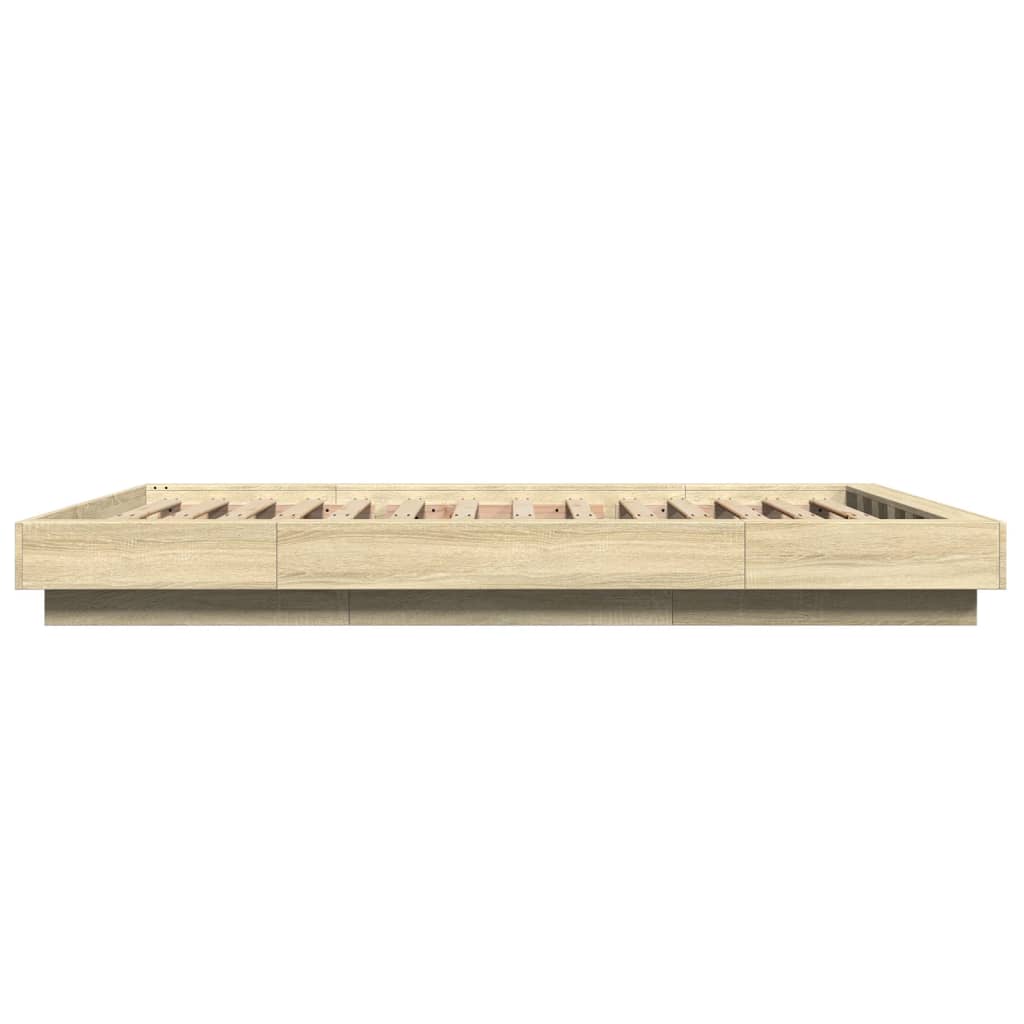 vidaXL Πλαίσιο Κρεβατιού με Φώτα LED Sonoma Δρυς 140x190εκ. Επεξ. Ξύλο