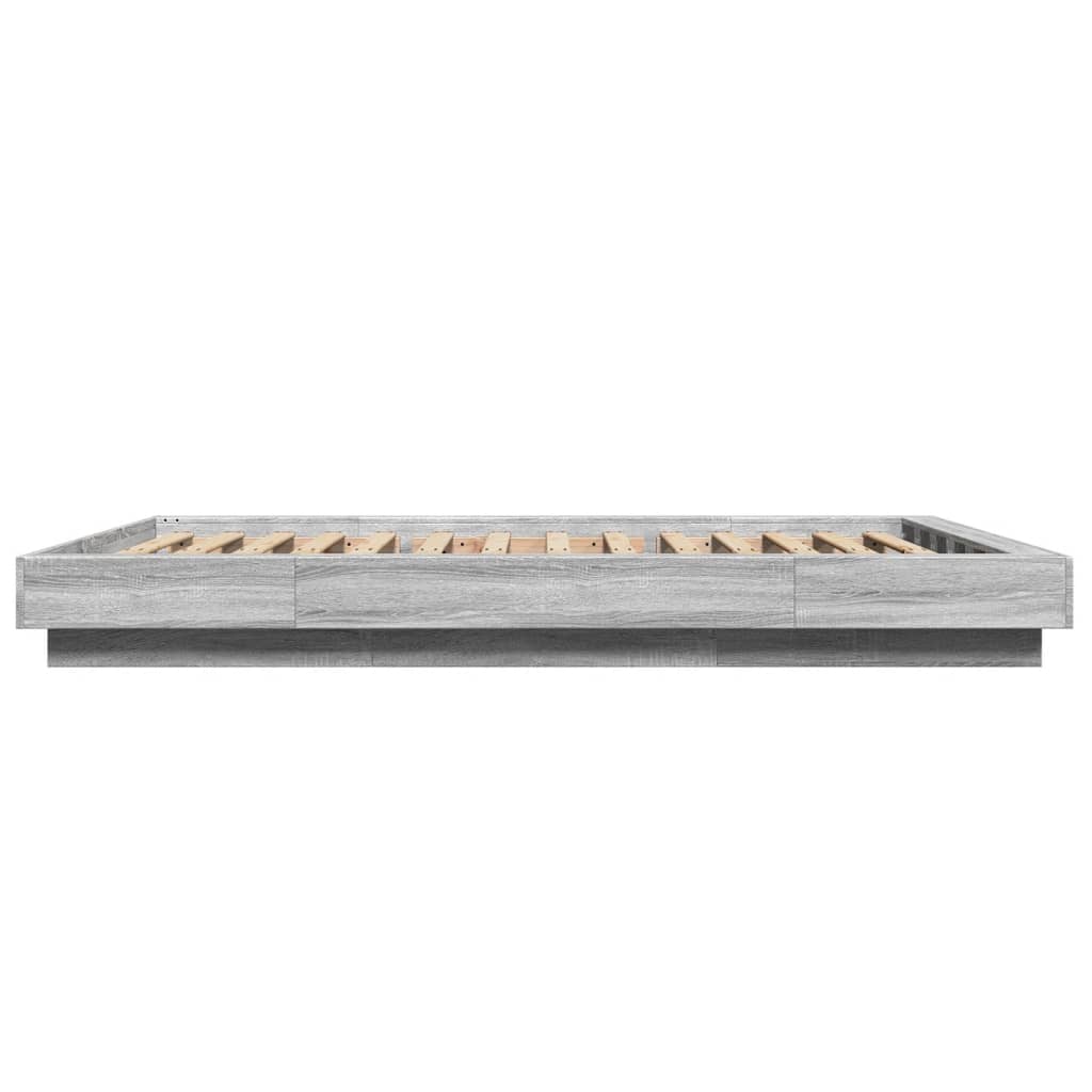 vidaXL Πλαίσιο Κρεβατιού με Φώτα LED Γκρι sonoma 140x190εκ. Επεξ. Ξύλο