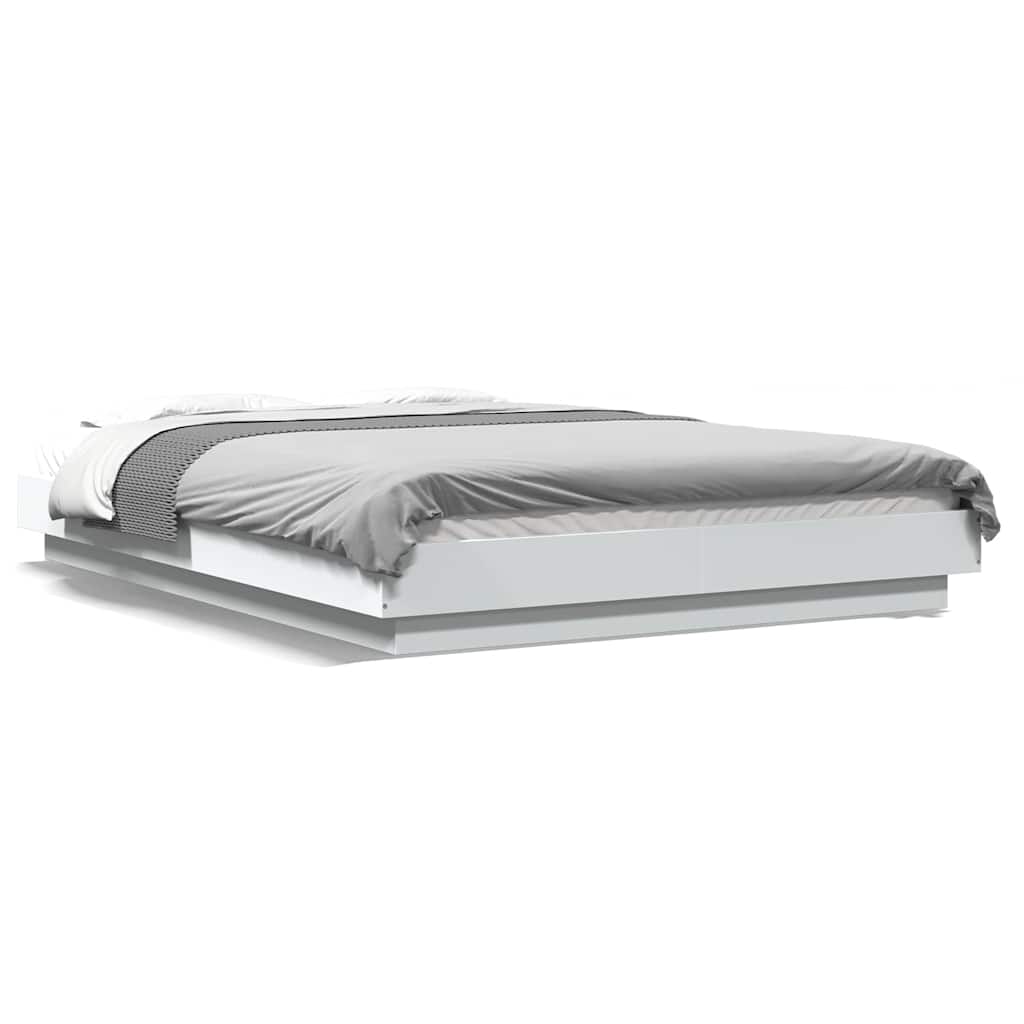 vidaXL Πλαίσιο Κρεβατιού με LED Λευκό 120x190 εκ Επεξεργ. Ξύλο
