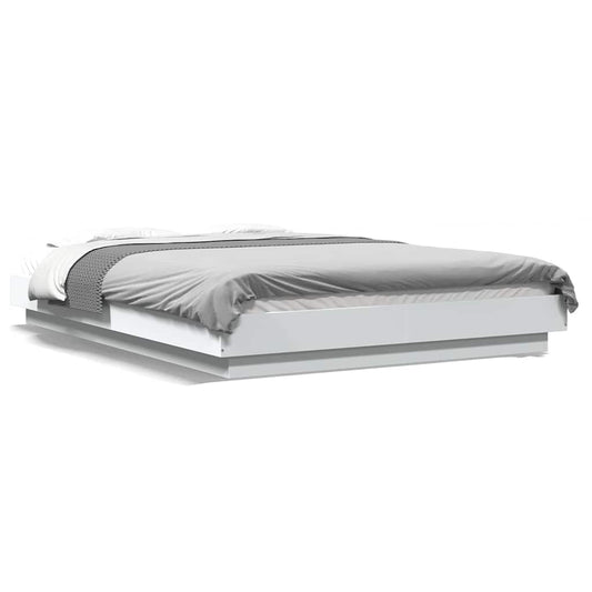 vidaXL Πλαίσιο Κρεβατιού με LED Λευκό 120x190 εκ Επεξεργ. Ξύλο