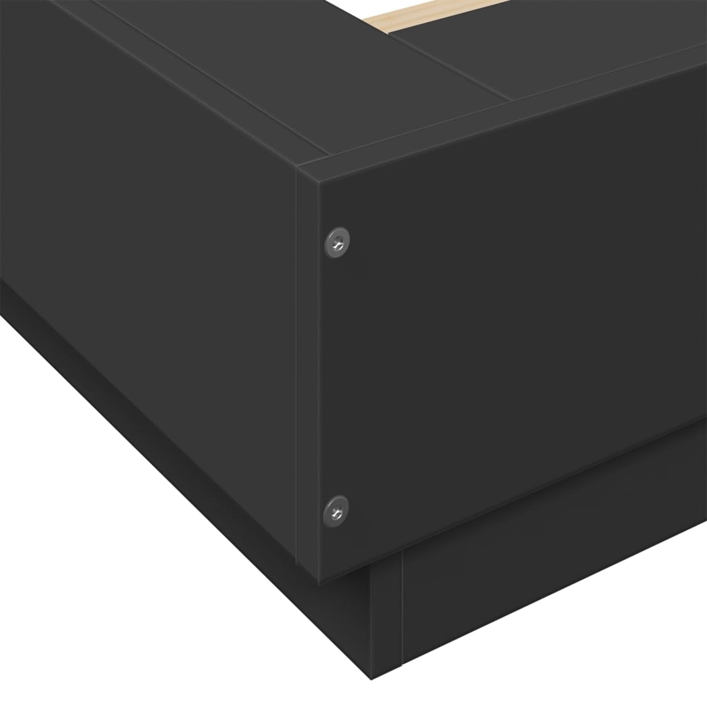 vidaXL Πλαίσιο Κρεβατιού με LED Μαύρο 120x190 εκ Επεξεργ. Ξύλο