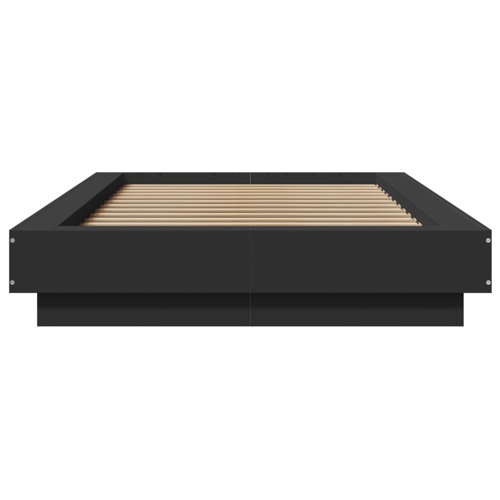 vidaXL Πλαίσιο Κρεβατιού με LED Μαύρο 90x190 εκ. Επεξ. Ξύλο