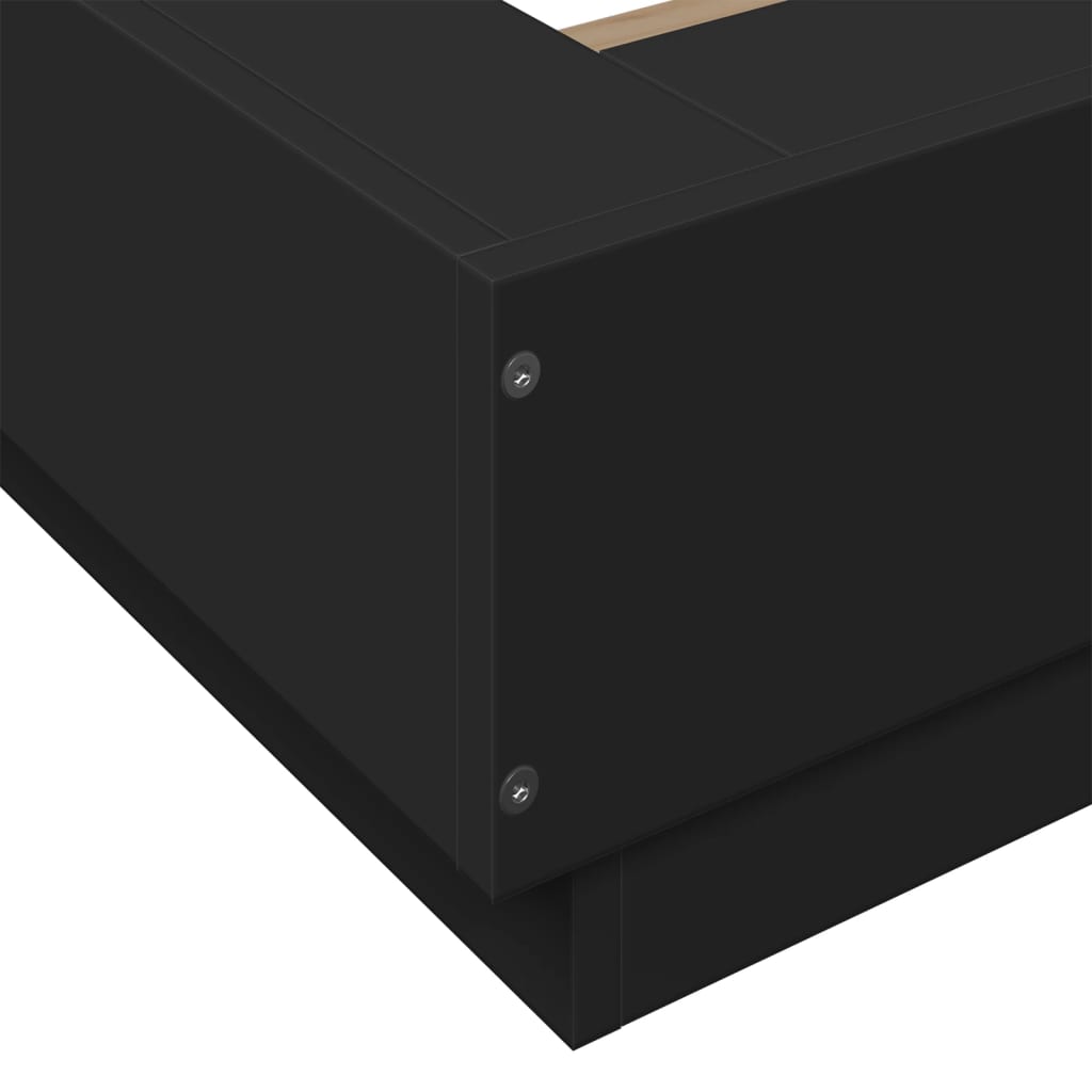 vidaXL Πλαίσιο Κρεβατιού με LED Μαύρο 90x190 εκ. Επεξ. Ξύλο