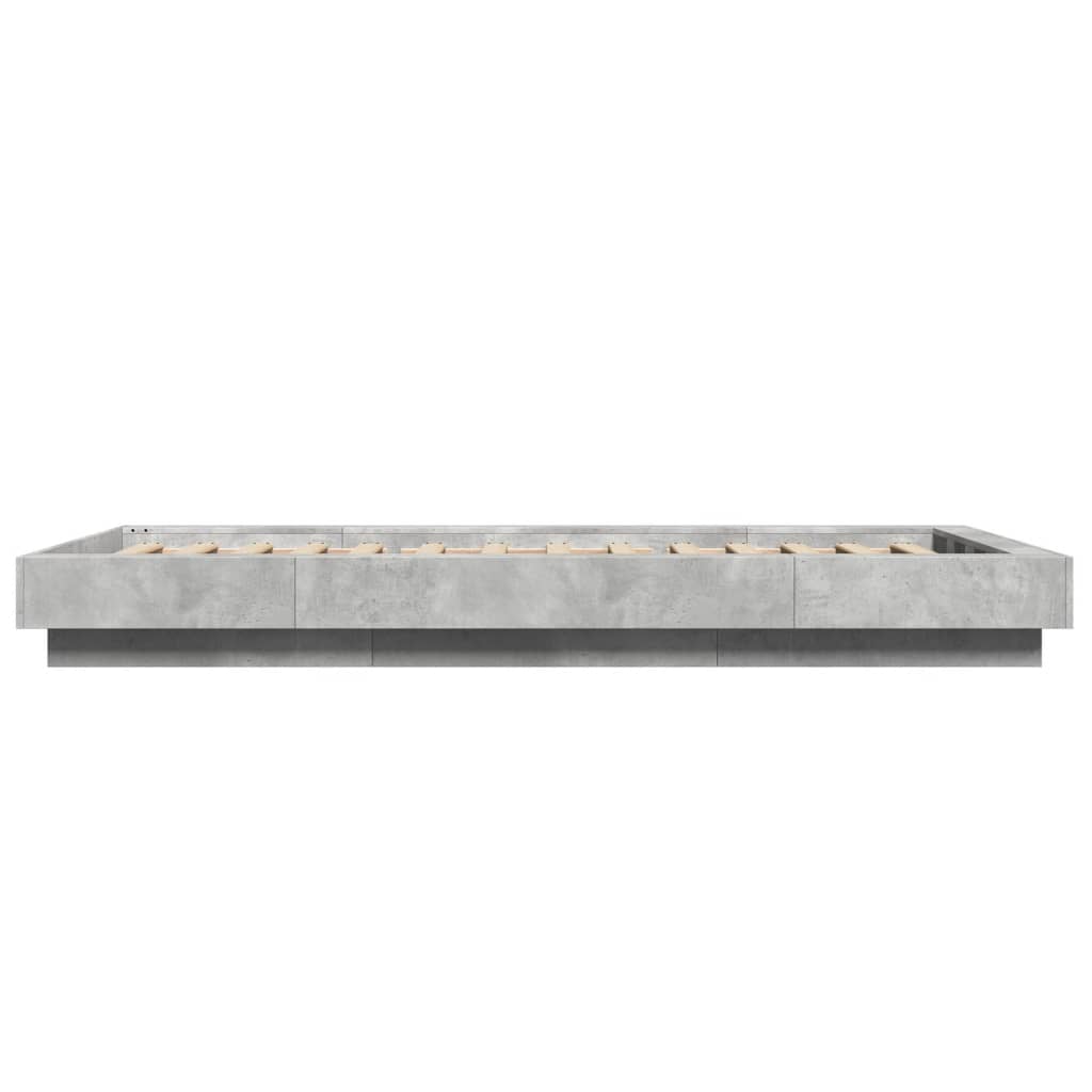 vidaXL Πλαίσιο Κρεβατιού με LED Γκρι Σκυρ. 75x190 εκ. Επεξεργ. Ξύλο