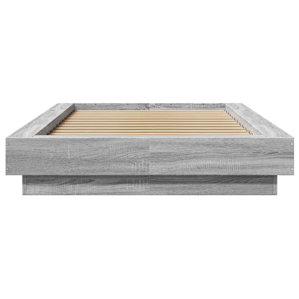 vidaXL Πλαίσιο Κρεβατιού με LED Γκρι Sonoma 75x190 εκ. Επεξεργ. Ξύλο