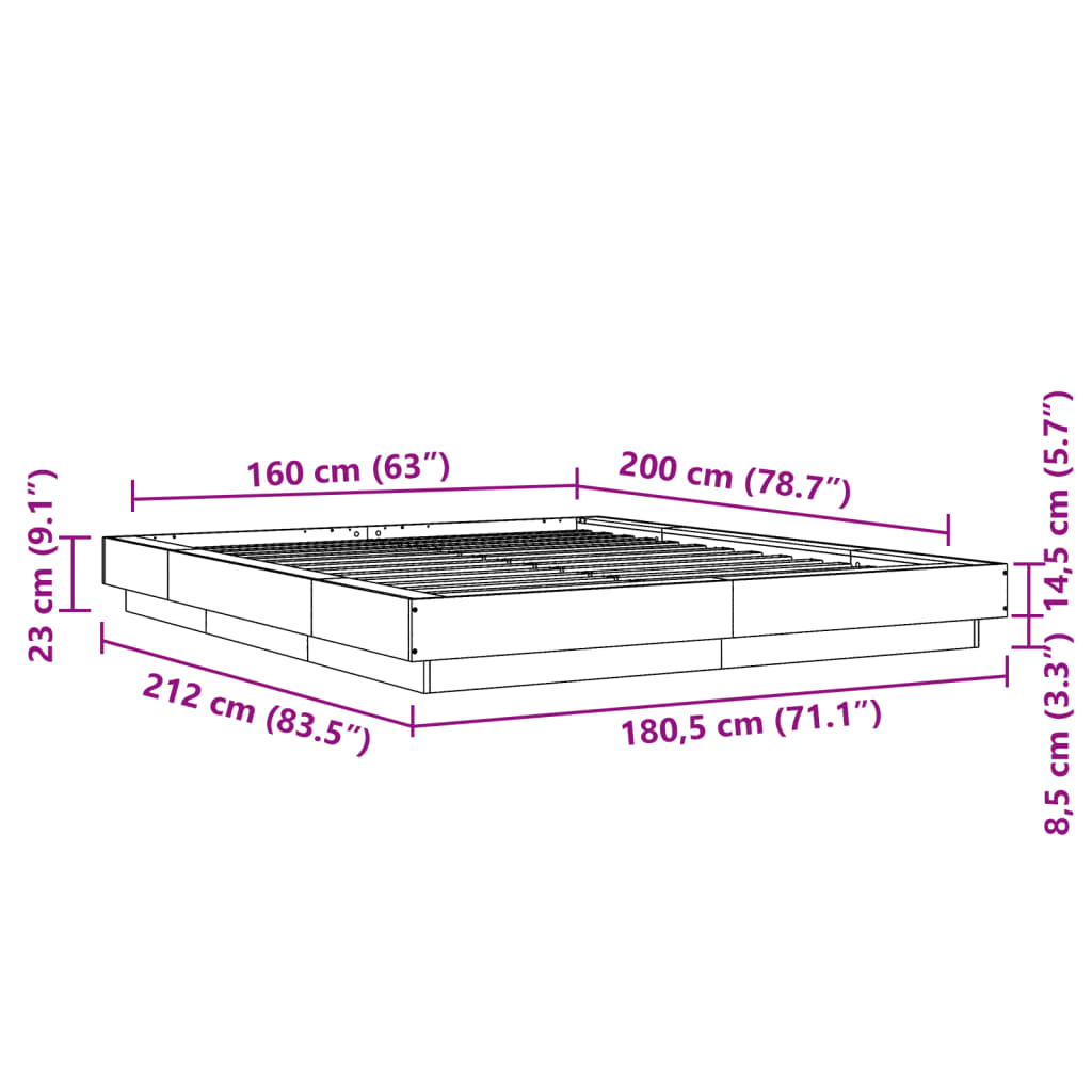 vidaXL Πλαίσιο Κρεβατιού Λευκό 160 x 200 εκ. από Επεξεργασμένο Ξύλο