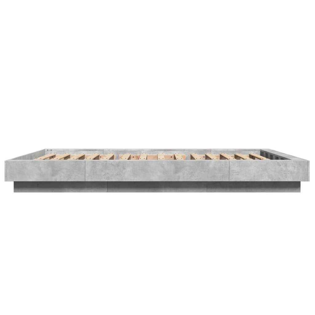 vidaXL Πλαίσιο Κρεβατιού Γκρι Σκυροδέματος 140x200 εκ. Επεξεργ. Ξύλο