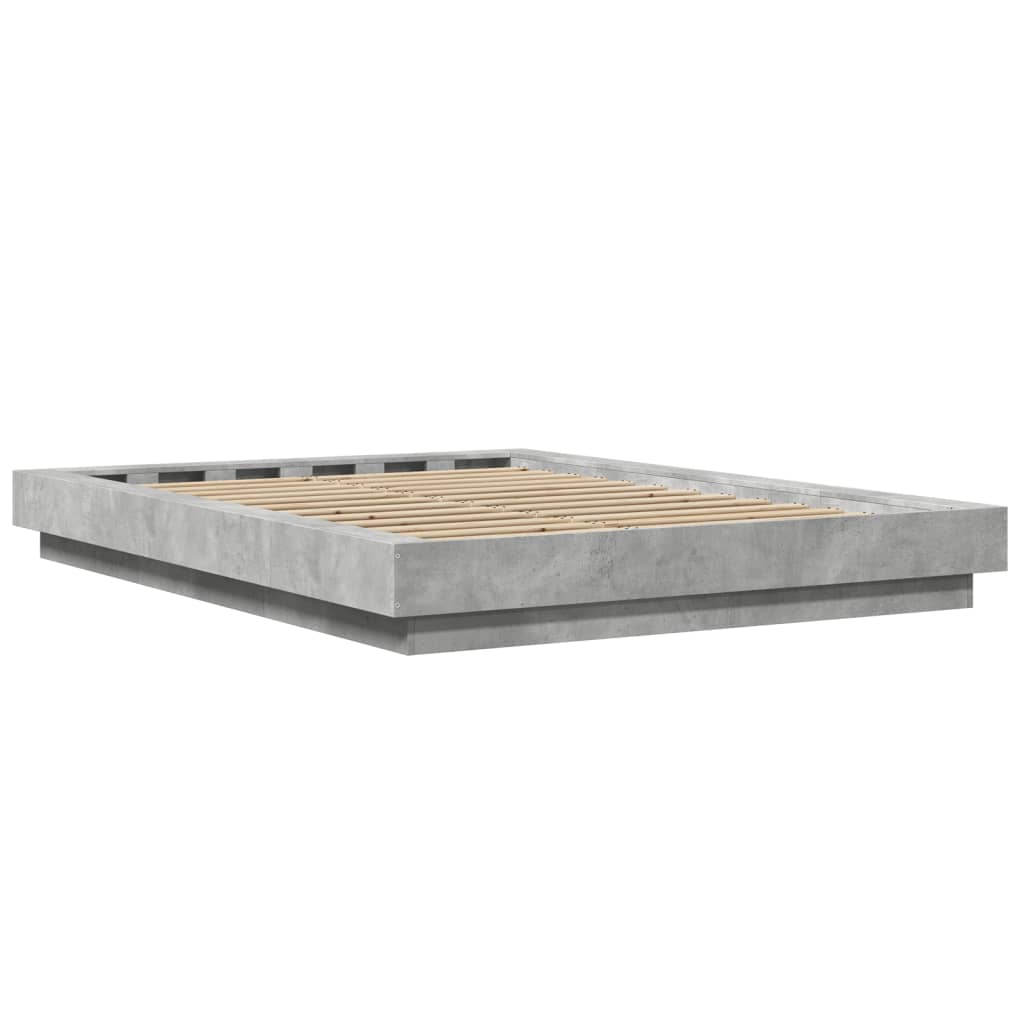 vidaXL Πλαίσιο Κρεβατιού Γκρι Σκυροδέματος 140x200 εκ. Επεξεργ. Ξύλο