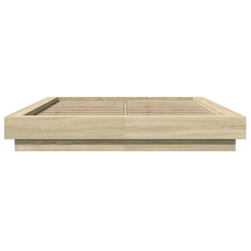 vidaXL Πλαίσιο Κρεβατιού Sonoma Δρυς 135x190 εκ. Επεξεργασμένο Ξύλο