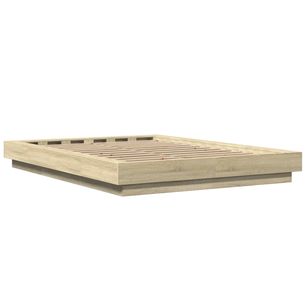 vidaXL Πλαίσιο Κρεβατιού Sonoma Δρυς 135x190 εκ. Επεξεργασμένο Ξύλο