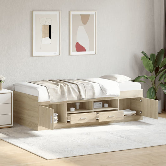 vidaXL Καναπές Κρεβάτι με Συρτάρια Χωρίς Στρώμα Sonoma Δρυς 100x200εκ.