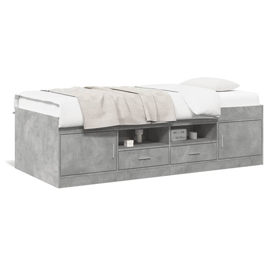 vidaXL Καναπές Κρεβάτι με Συρτάρια Χωρίς Στρώμα Γκρι Σκυρ. 90x190 εκ.