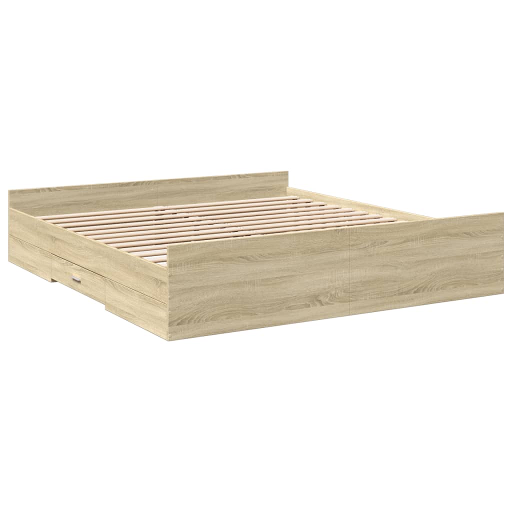 vidaXL Πλαίσιο Κρεβατιού με συρτάρια Sonoma Δρυς 200x200εκ. Επεξ. Ξύλο