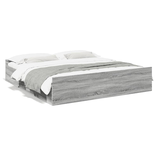 vidaXL Πλαίσιο Κρεβατιού με συρτάρια Γκρι sonoma 180x200εκ. Επεξ. Ξύλο