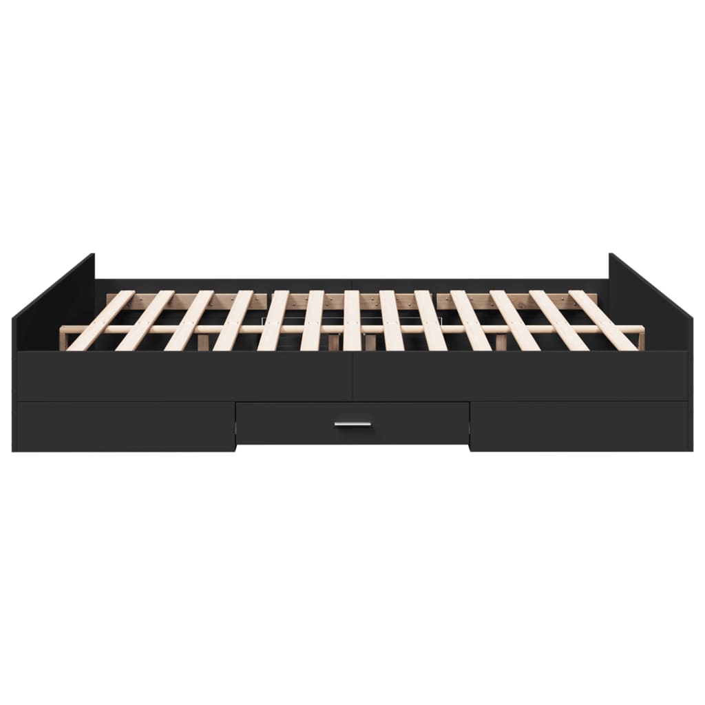 vidaXL Πλαίσιο Κρεβατιού με Συρτάρια Μαύρο 160x200 εκ Επεξεργ. Ξύλο