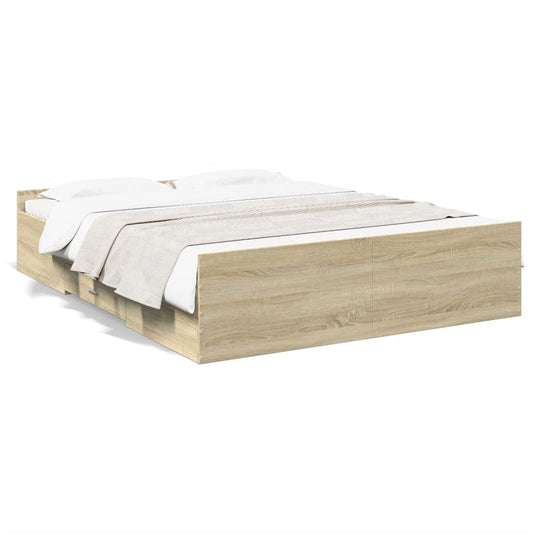 vidaXL Πλαίσιο Κρεβατιού με Συρτάρια Sonoma Δρυς 150x200εκ. Επεξ. Ξύλο