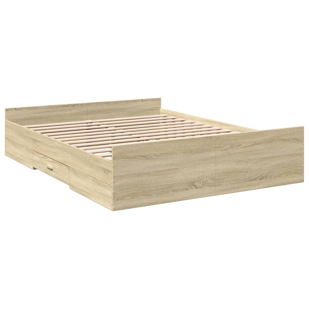 vidaXL Πλαίσιο Κρεβατιού με Συρτάρια Sonoma Δρυς 150x200εκ. Επεξ. Ξύλο