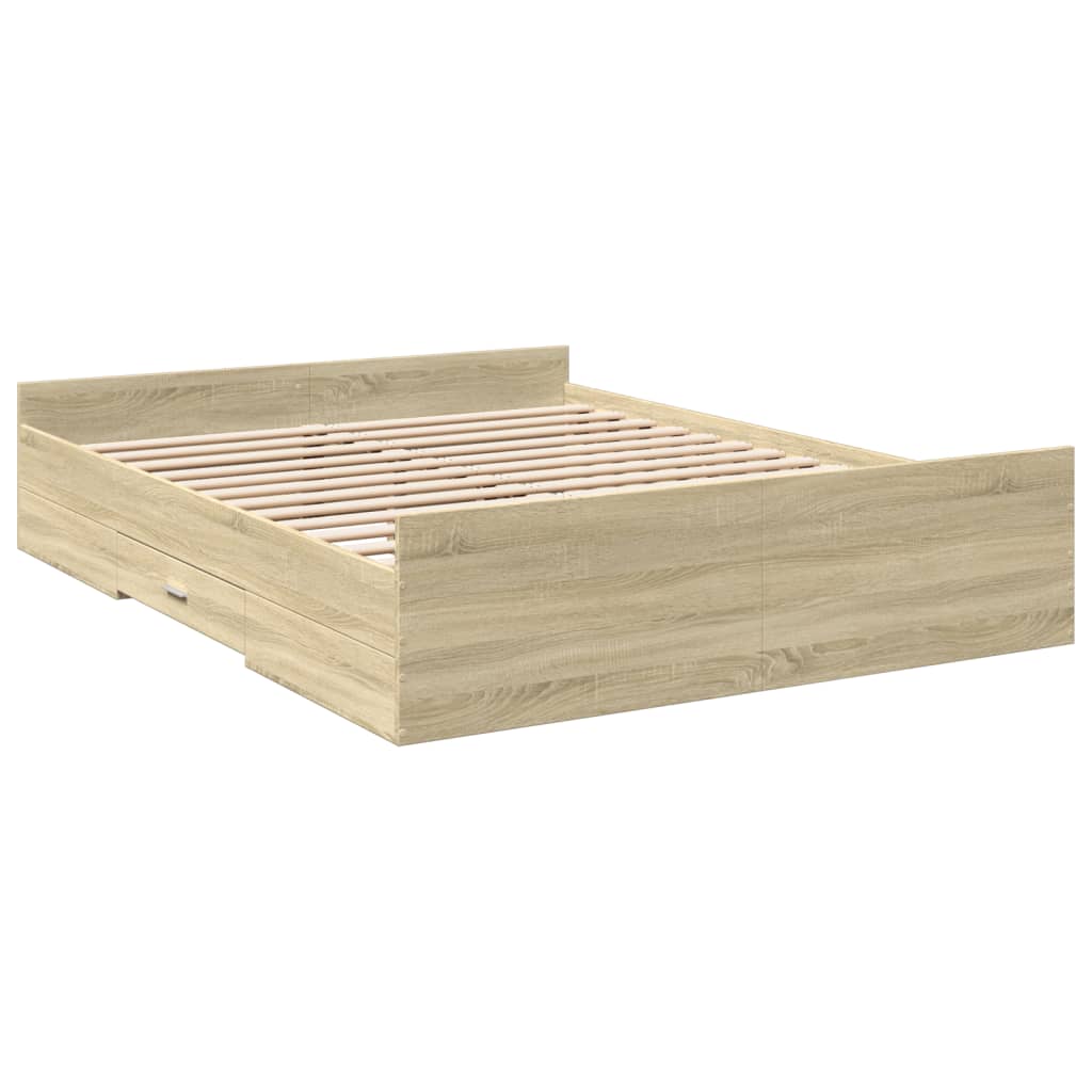 vidaXL Πλαίσιο Κρεβατιού με συρτάρια Sonoma Δρυς 140x200εκ. Επεξ. Ξύλο