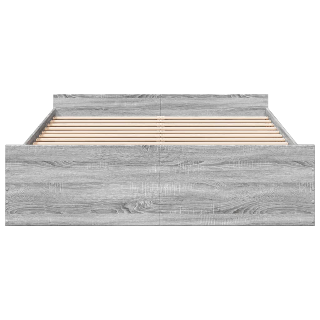 vidaXL Πλαίσιο Κρεβατιού με συρτάρια Γκρι sonoma 140x200εκ. Επεξ. Ξύλο
