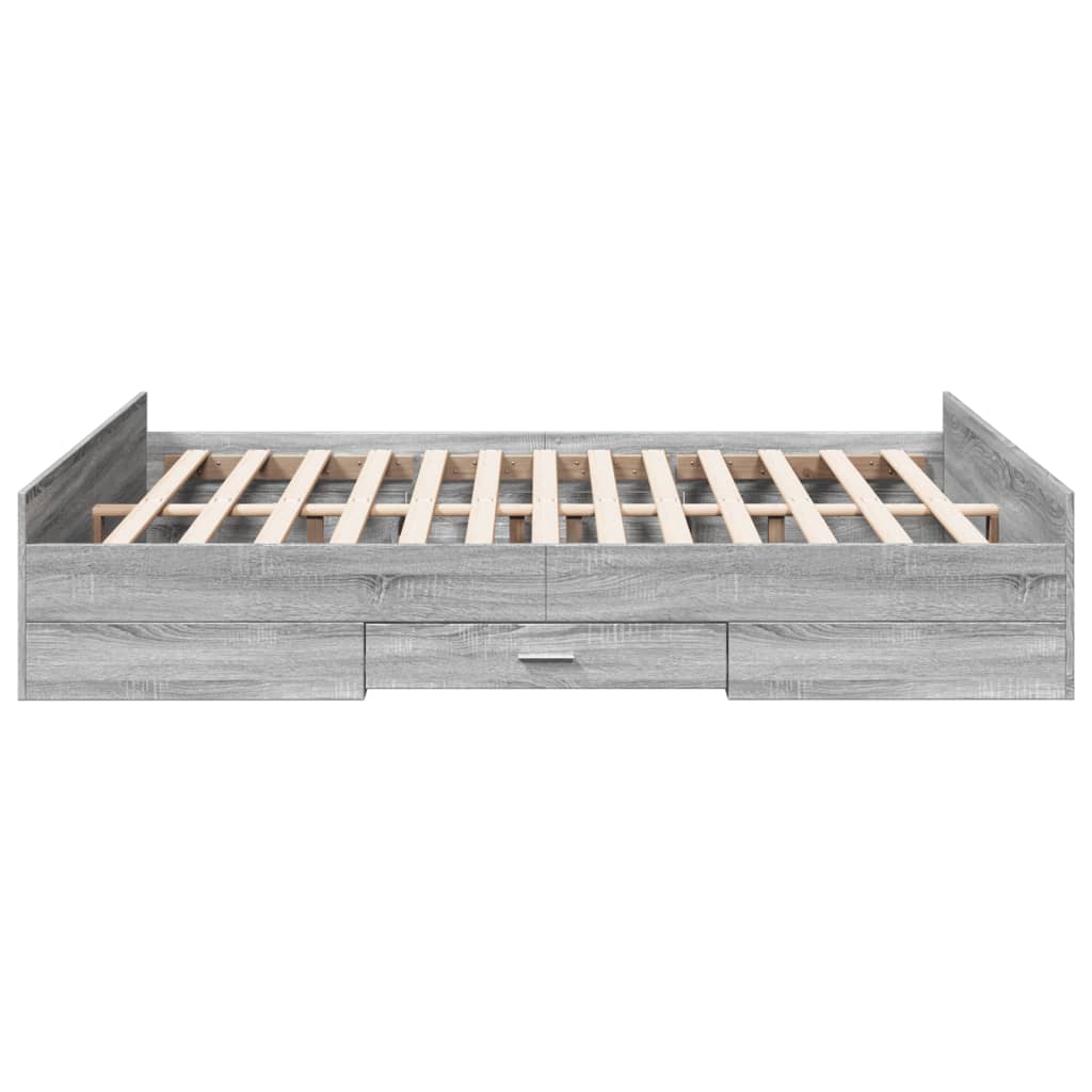 vidaXL Πλαίσιο Κρεβατιού με συρτάρια Γκρι sonoma 140x200εκ. Επεξ. Ξύλο