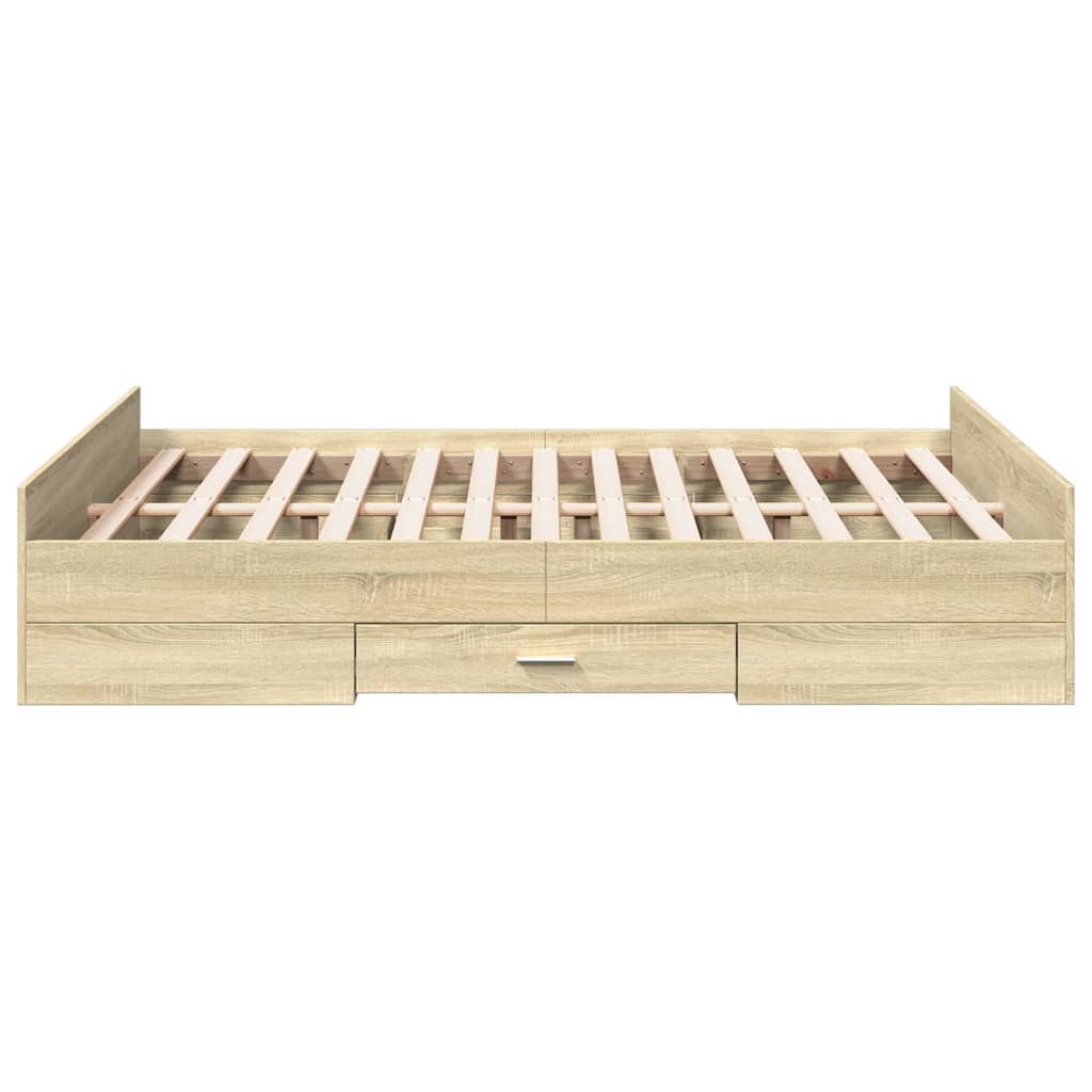 vidaXL Πλαίσιο Κρεβατιού με συρτάρια Sonoma Δρυς 140x190εκ. Επεξ. Ξύλο