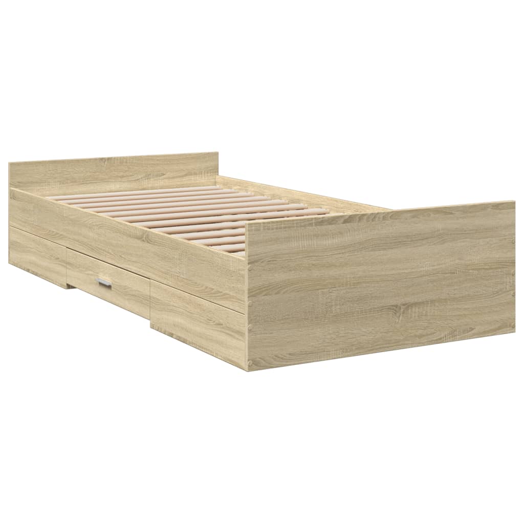 vidaXL Πλαίσιο Κρεβατιού με συρτάρια Sonoma Δρυς 90x200εκ. Επεξ. Ξύλο