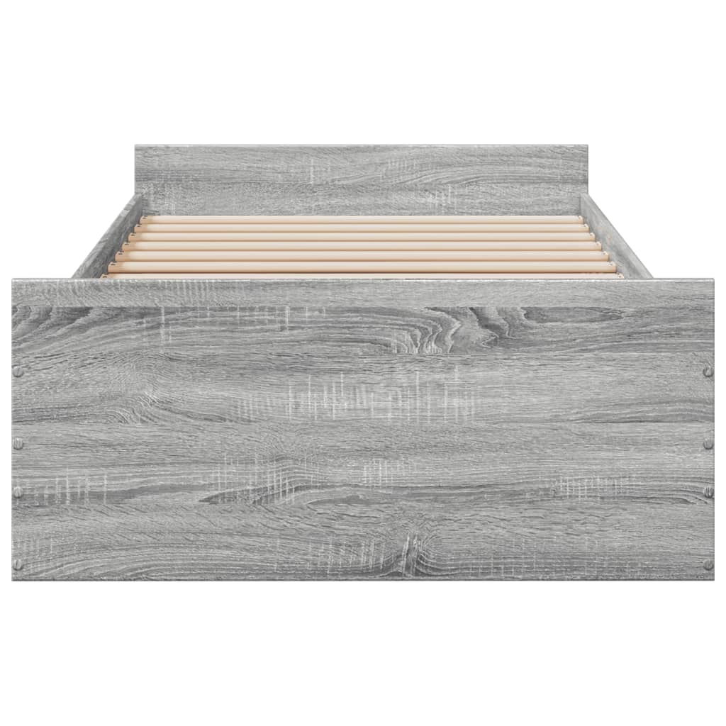 vidaXL Πλαίσιο Κρεβατιού με Συρτάρια Γκρι Sonoma 75x190 εκ. Επεξ. Ξύλο