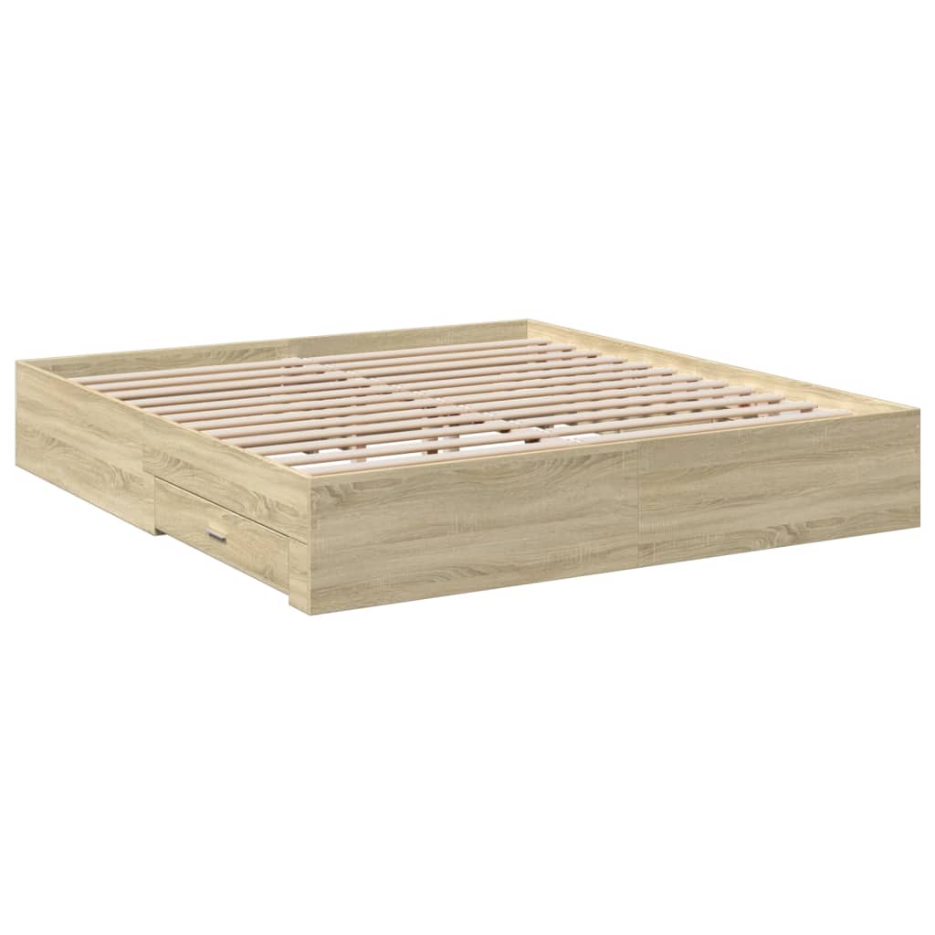 vidaXL Πλαίσιο Κρεβατιού με συρτάρια Sonoma Δρυς 200x200εκ. Επεξ. Ξύλο