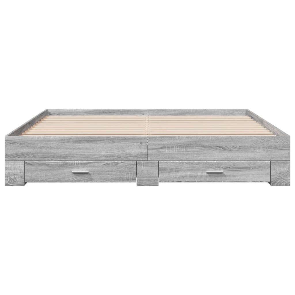 vidaXL Πλαίσιο Κρεβατιού με συρτάρια Γκρι sonoma 200x200εκ. Επεξ. Ξύλο