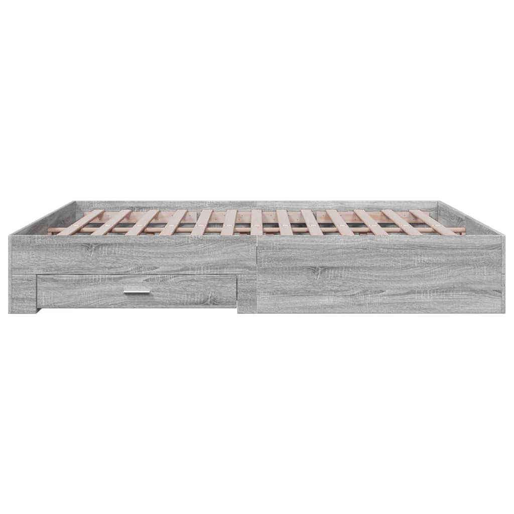 vidaXL Πλαίσιο Κρεβατιού με συρτάρια Γκρι sonoma 200x200εκ. Επεξ. Ξύλο