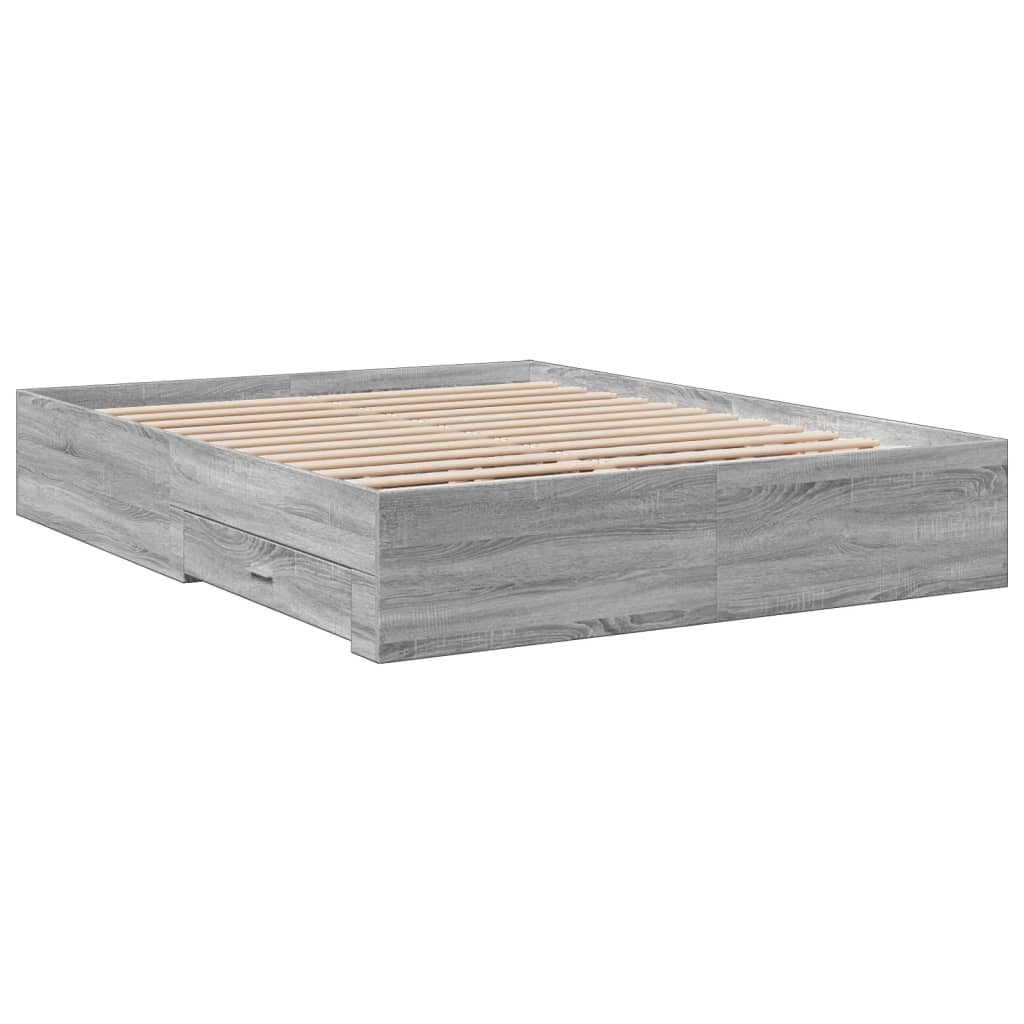 vidaXL Πλαίσιο Κρεβατιού με συρτάρια Γκρι sonoma 160x200εκ. Επεξ. Ξύλο