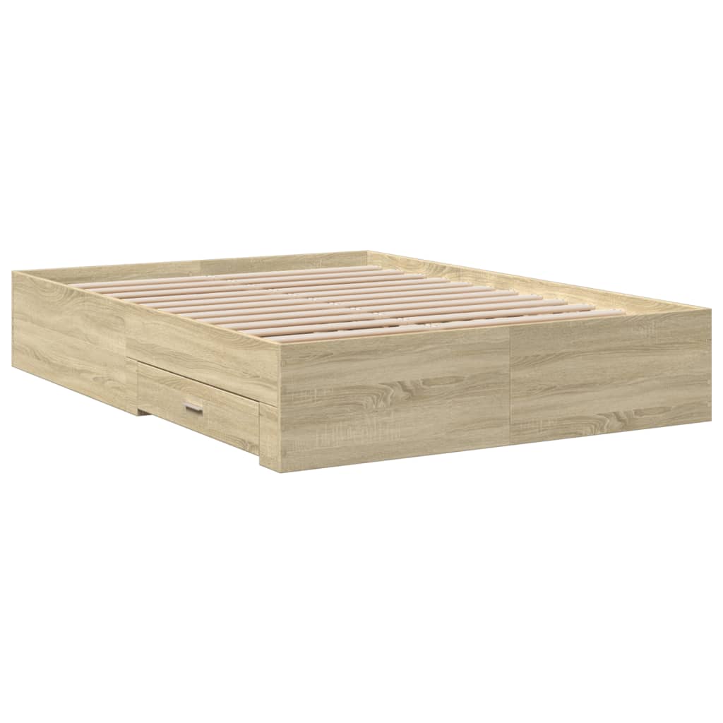 vidaXL Πλαίσιο Κρεβατιού με συρτάρια Sonoma Δρυς 140x190εκ. Επεξ. Ξύλο