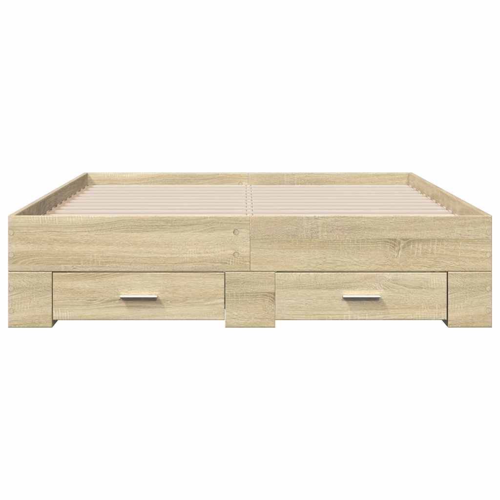 vidaXL Πλαίσιο Κρεβατιού με συρτάρια Sonoma Δρυς 135x190εκ. Επεξ. Ξύλο