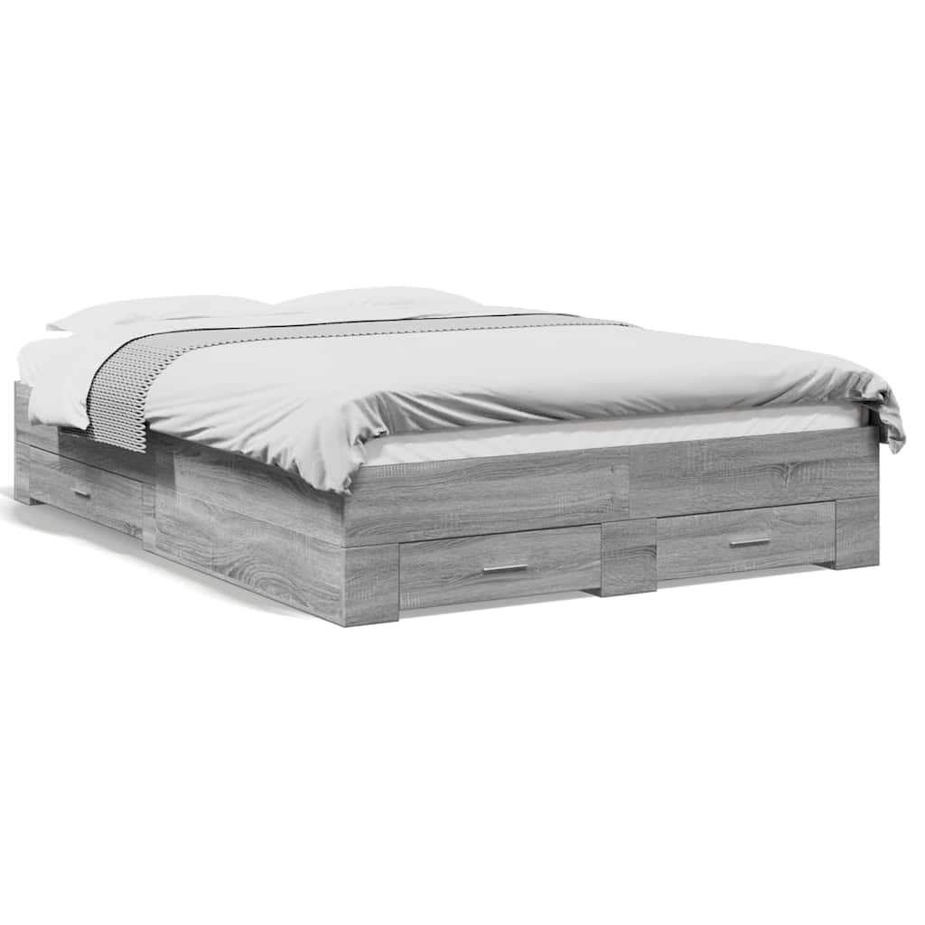 vidaXL Πλαίσιο Κρεβατιού με συρτάρια Γκρι sonoma 120x190εκ. Επεξ. Ξύλο