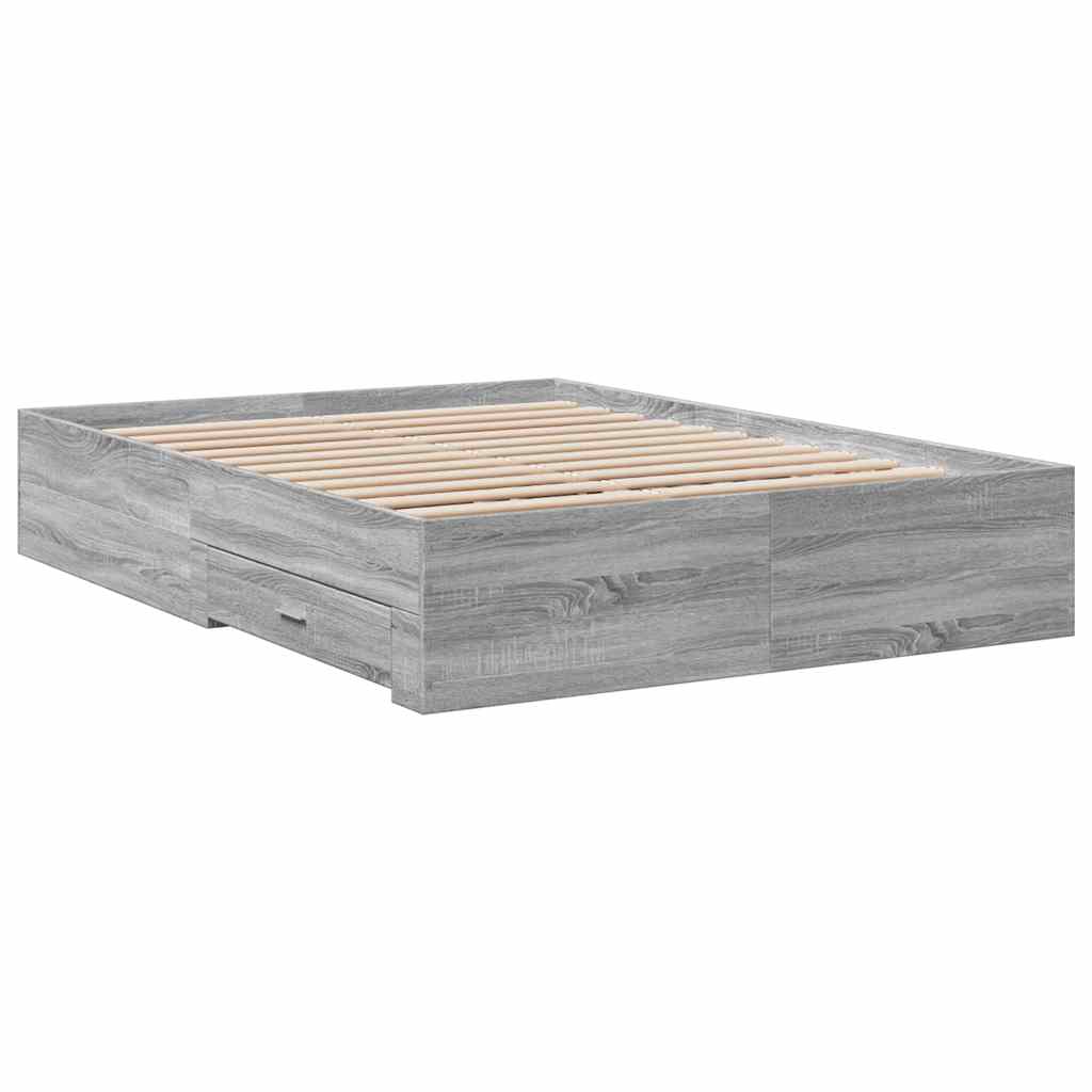 vidaXL Πλαίσιο Κρεβατιού με συρτάρια Γκρι sonoma 120x190εκ. Επεξ. Ξύλο