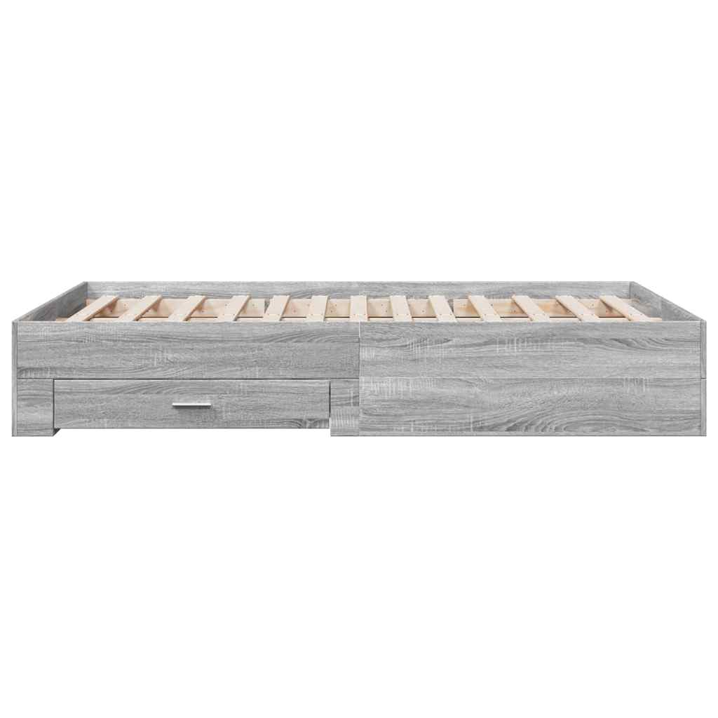 vidaXL Πλαίσιο Κρεβατιού με συρτάρια Γκρι sonoma 120x190εκ. Επεξ. Ξύλο