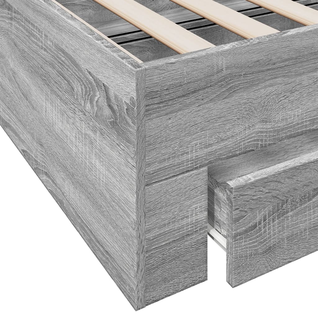 vidaXL Πλαίσιο Κρεβατιού με συρτάρια Γκρι sonoma 100x200εκ. Επεξ. Ξύλο