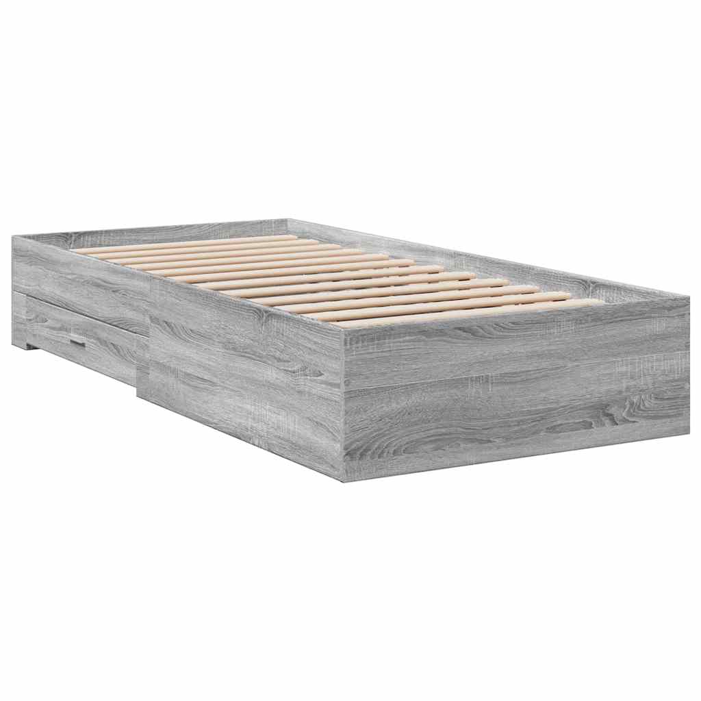 vidaXL Πλαίσιο Κρεβατιού με Συρτάρια Γκρι Sonoma 90x190εκ. Επεξ. Ξύλο