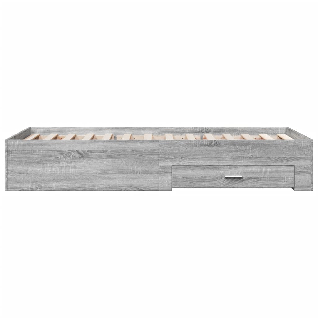 vidaXL Πλαίσιο Κρεβατιού με Συρτάρια Γκρι Sonoma 75x190 εκ. Επεξ. Ξύλο