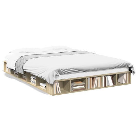 vidaXL Πλαίσιο Κρεβατιού Sonoma Δρυς 150x200 εκ. Επεξεργασμένο Ξύλο