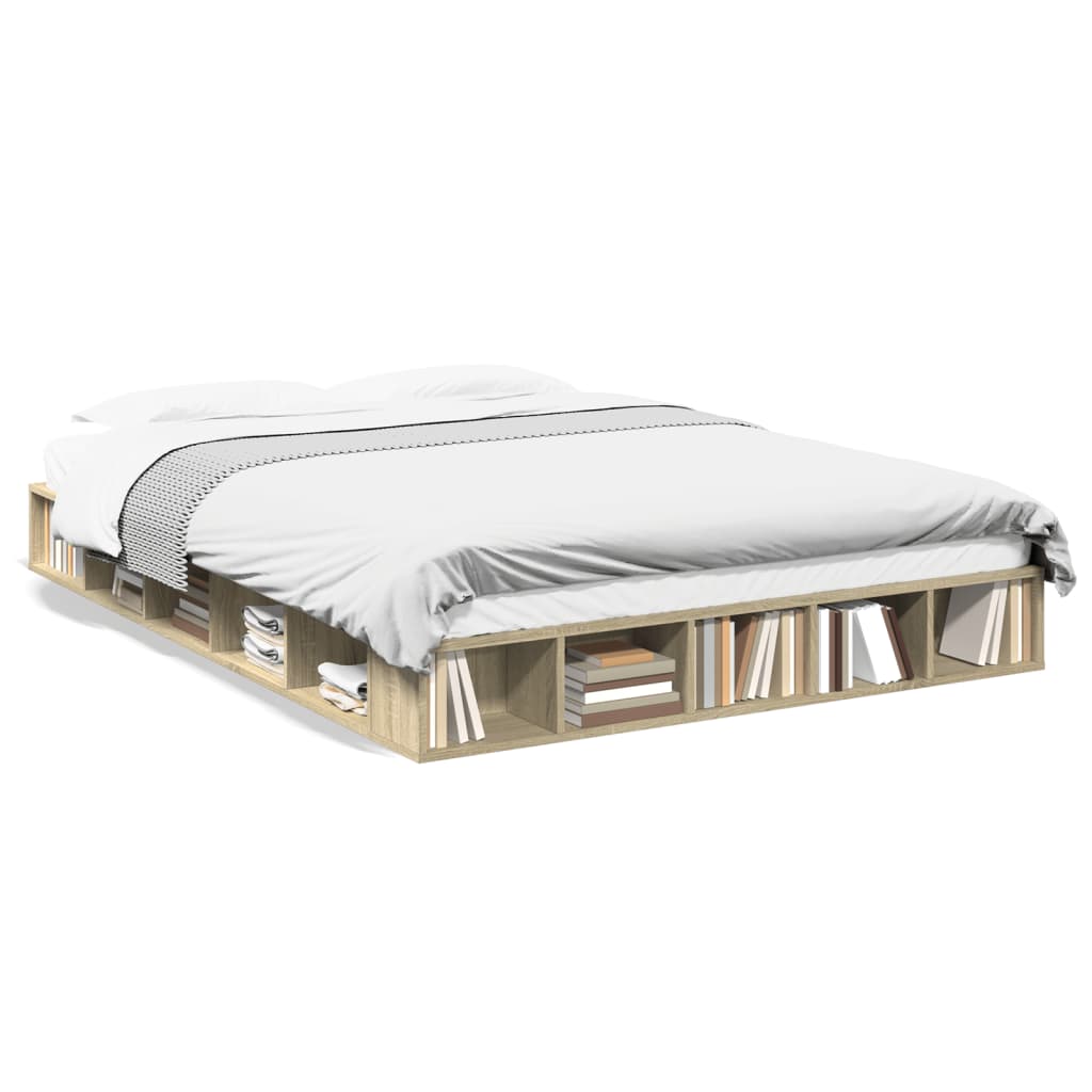 vidaXL Πλαίσιο Κρεβατιού Sonoma Δρυς 140x200 εκ. Επεξεργασμένο Ξύλο