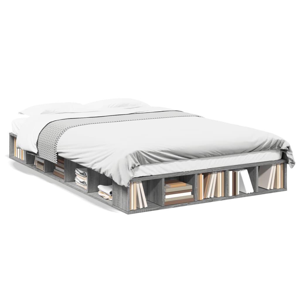 vidaXL Πλαίσιο Κρεβατιού Γκρι Sonoma 140x190 εκ. Επεξεργασμένο Ξύλο