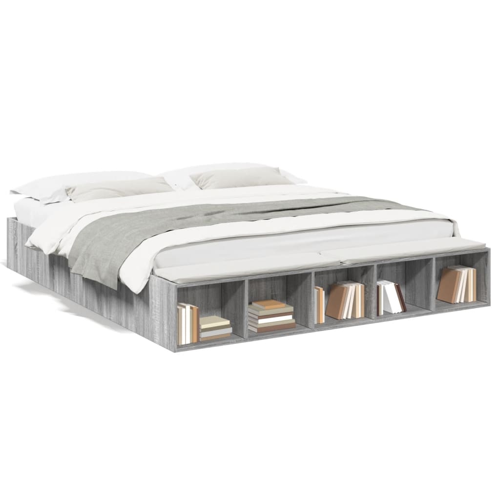 vidaXL Πλαίσιο Κρεβατιού Γκρι Sonoma 200x200 εκ. Επεξεργασμένο Ξύλο