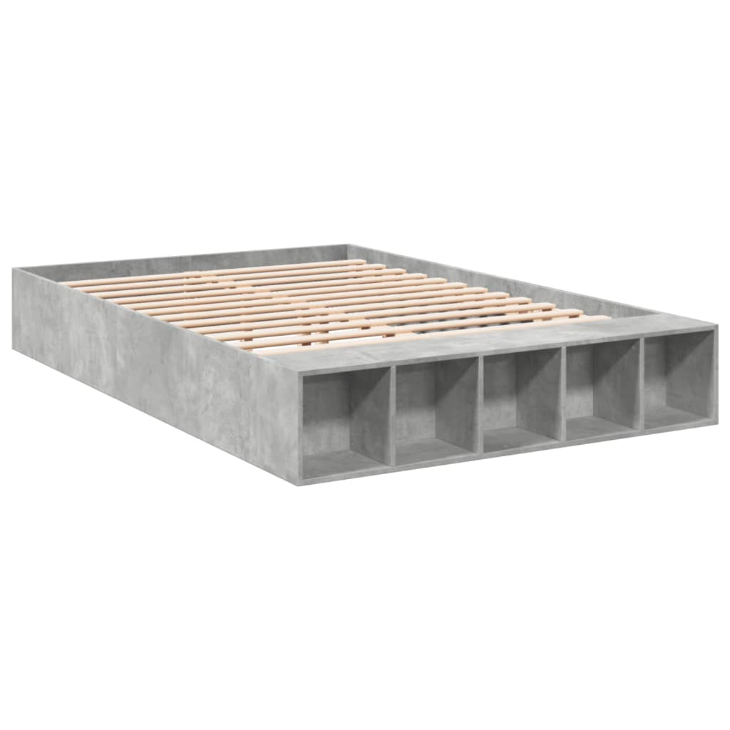 vidaXL Πλαίσιο Κρεβατιού Γκρι Σκυροδέματος 150x200 εκ. Επεξεργ. Ξύλο