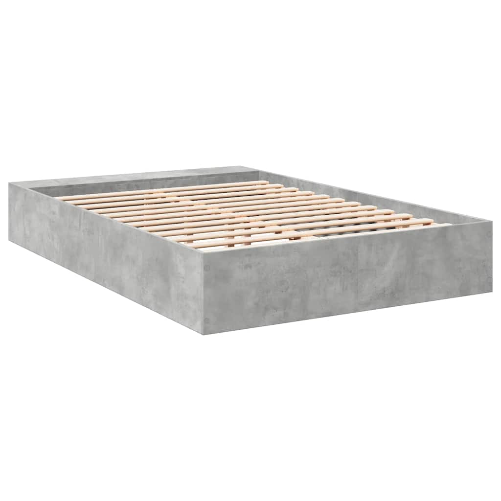 vidaXL Πλαίσιο Κρεβατιού Γκρι Σκυροδέματος 140x190 εκ. Επεξεργ. Ξύλο